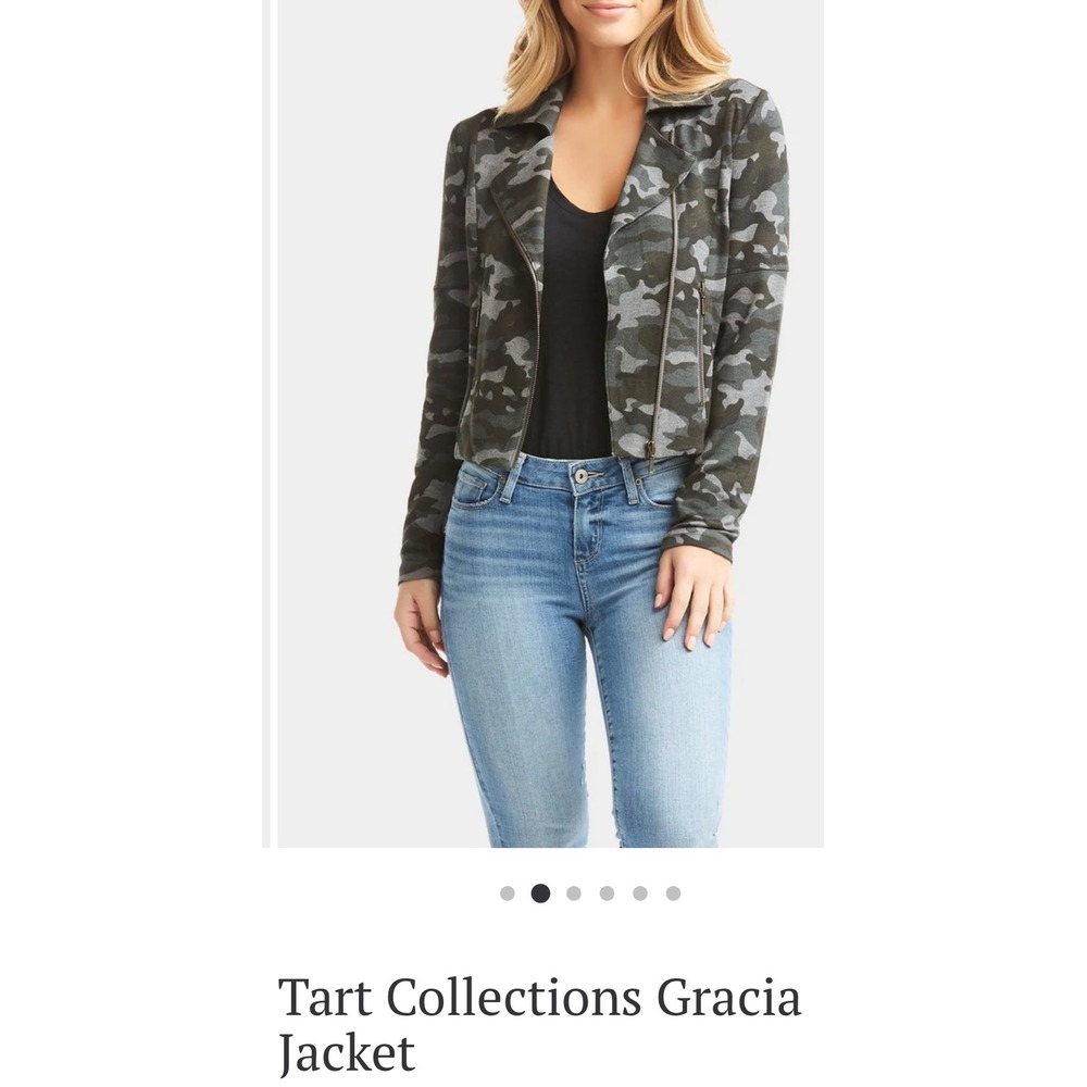 Tart Collections Gracia‎ Jacket Camo Moto French Terry Zip Up size small